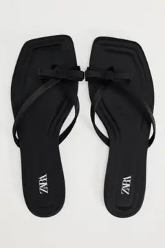 【美品】ZARA ザラ ♡リボン付きフラットサンダル 42