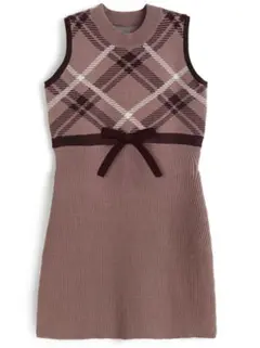 GRL チェック柄ノースリーブニットミニワンピース