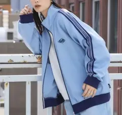 KANGOL ライトブルー ライン トラックジャケット Lのサムネイル