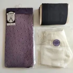 カラーハイソックス網タイツ紫＆シアー靴下白＆ストッキング黒3足セットまとめ売り