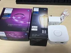 Philips Hueセット ブリッジ ライトストリッププラス エジソン電球