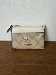新品未使用 COACH シグネチャー 花柄 ミニスキニー カードケース 