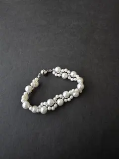 ハンドメイド パールビーズブレスレット (マグネットクラスプ)