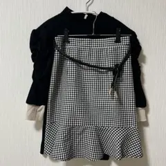 しまむら セットアップ シャーリングシャツ ギンガムチェックスカート