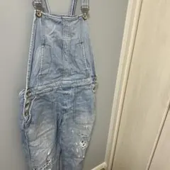 ZARA デニムサロペット　ダメージジーンズ