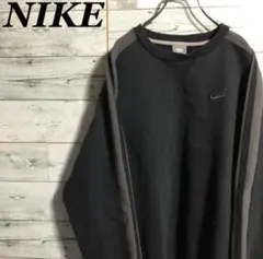 【激レア】ナイキ 刺繍ロゴ ビッグサイズ サイドライン バイカラー スウェット
