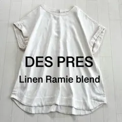 DES PRES リネンラミーブレンドソフトサテンフレンチスリーブブラウス異素材のサムネイル