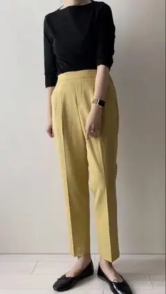 【お値下げ中】GLOBAL WORK ウツクシルエットテーパードパンツ　イエロー