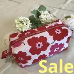 【特価】可愛い　花柄　北欧風　キャラメルポーチ　ボックスポーチ　ハンドメイド♡C