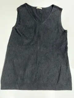 GU ブラック　リブニット　タンクトップ　Lサイズ