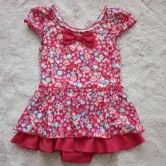 美品　ブランシェス　花柄　リボン　ワンピース　水着 100cm