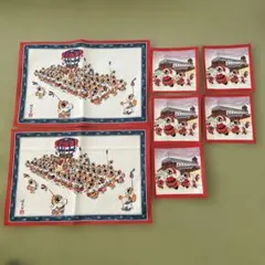 ブルーミング中西 たぬき お祭り柄 ティーマット コースターセット20×30cmのサムネイル