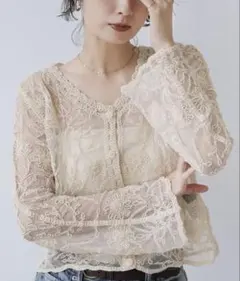 フラワーレースシアーカーディガン