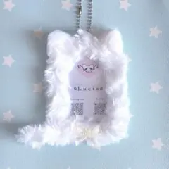(25) 猫ちゃん リボン トレカケース レースデコ 白