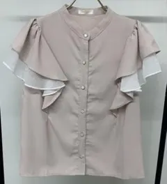 アストリアオディール　ティアードフリル異素材使いブラウス