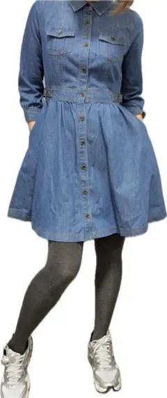 限定価格！BLUE LABELデニムワンピースミニ丈ベルト付き