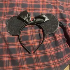 ミニーマウス耳カチューシャ 黒　レース