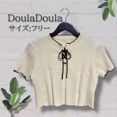 【DoulaDoula】メロウレースアップニットトップス アイボリーのサムネイル