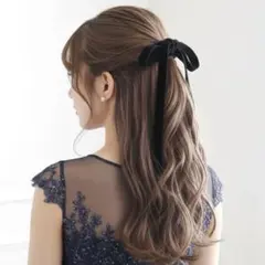 No.103 選べるカラー 長さ フック付き　ベロアリボン ヘアリボン