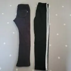 黒いボトムスセット（ケーブルニット＆サイドライン）