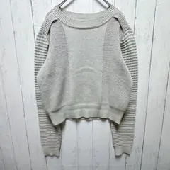 【テチチ】 ショート丈ニット グレー M 長袖 レディース シンプル 着回し