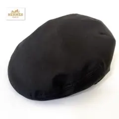 HERMES ハンチング　帽子　ブラック　レザー　サイズ56 フランス
