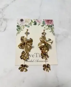 ラブティアラ ゴールド イヤリング フラワー 花 ブライダル ウエディング