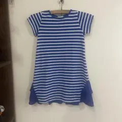 GU 120サイズ 青と白のストライプ ワンピース