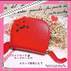 R　猫　 財布　コインケース　カードケース　小銭入　猫雑貨 ハンドメイド　ミニ