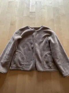 ベージュ ボアジャケット サイドポケット付き