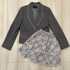 グレー　ジャケット　チェック　スカート　セット　165 卒服 フォーマル　卒業式