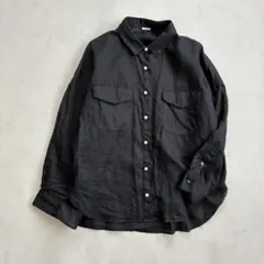希少 ズーズーダウ ネパール製リネンコットンバンドカラーシャツ 綿麻 