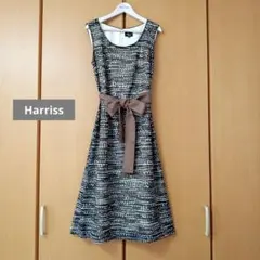 【未使用】Harriss 変形ドット グログランリボン付き ワンピース 38のサムネイル