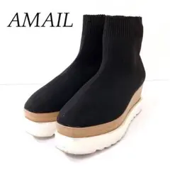人気✨AMAIL アマイル ソックスブーツ 厚底 黒 23cmのサムネイル