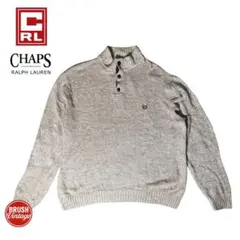 [t421]USA古着ラルフローレンチャップスベージュヘンリーネックニット2XL