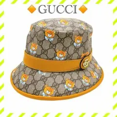 極美品 グッチ 660704 KAIコラボ ベア GGスプリーム M ハット 茶のサムネイル