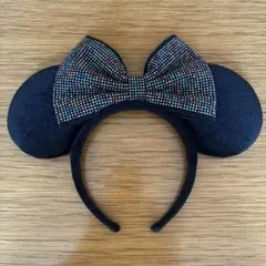 ディズニーカチューシャ　ミニー 黒 リボン付き