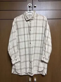 チェック柄 長袖シャツ ベージュ
