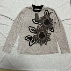 新品タグ付きDorea 花柄刺繍 グレージュニット 長袖　M〜Lサイズ