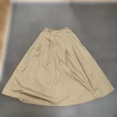 濃いベージュ フレアロングスカート M シンプル オフィス