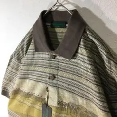 【個性派古着】日本製　レナウン　タグ付き新品　半袖デザインポロシャツ　ゴルフ　Mのサムネイル