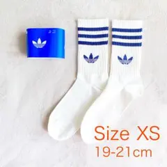【新品】アディダス クルーソックス XS オフホワイト×ネイビーブルーのサムネイル