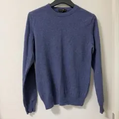 TAKASHIMAYA カシミヤ 長袖 クルーネック ニット ブルー Sサイズ