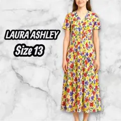 ⭕️LAURA ASHLEY 極美品 花柄 フレアワンピース ゆったりめ ボウタイ