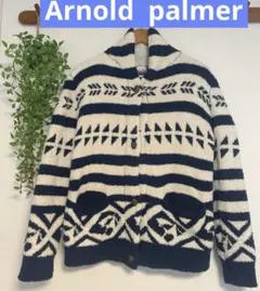 ☆アーノルドパーマー☆モコモコあったかアウター/ フリース/ホワイト＆ネイビー柄