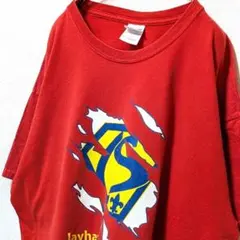 ギルダン ジェイホークエリアカウンシル デカロゴ Tシャツレッド赤XL古着