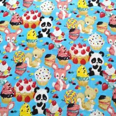 KOKKA Trefle 綿プリント生地 スイーツ 動物柄 廃盤