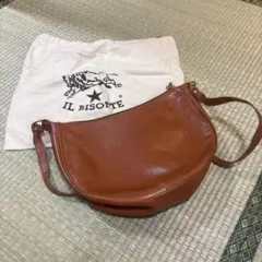 IL BISONTE ブラウン レザー ショルダーバッグ　保存袋付き