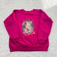 Hanes ヘインズ ヴィンテージ スウェット ピンク くまちゃん レース ヴィンテージ】Hanes ピンクスウェット くまちゃん レース付き