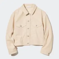 美品　UNIQLO ユニクロ　コーデュロイクロップドジャケット　ベージュ　M